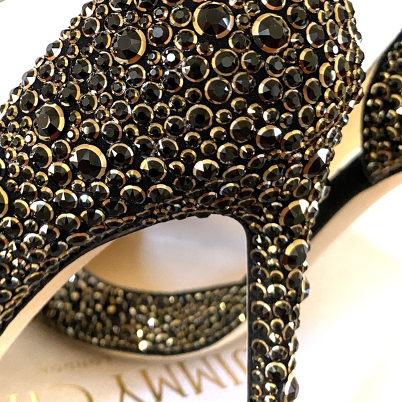 Jimmy Choo Lucy 100 Black Suede Pointy Toe Pumps With Halo Crystals US8.… - Picture 16 of 16